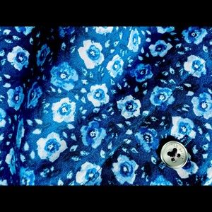 Ted Baker London Men’s Button Down Blue Floral Pattern Sz 3, Geometric Flip Cuff